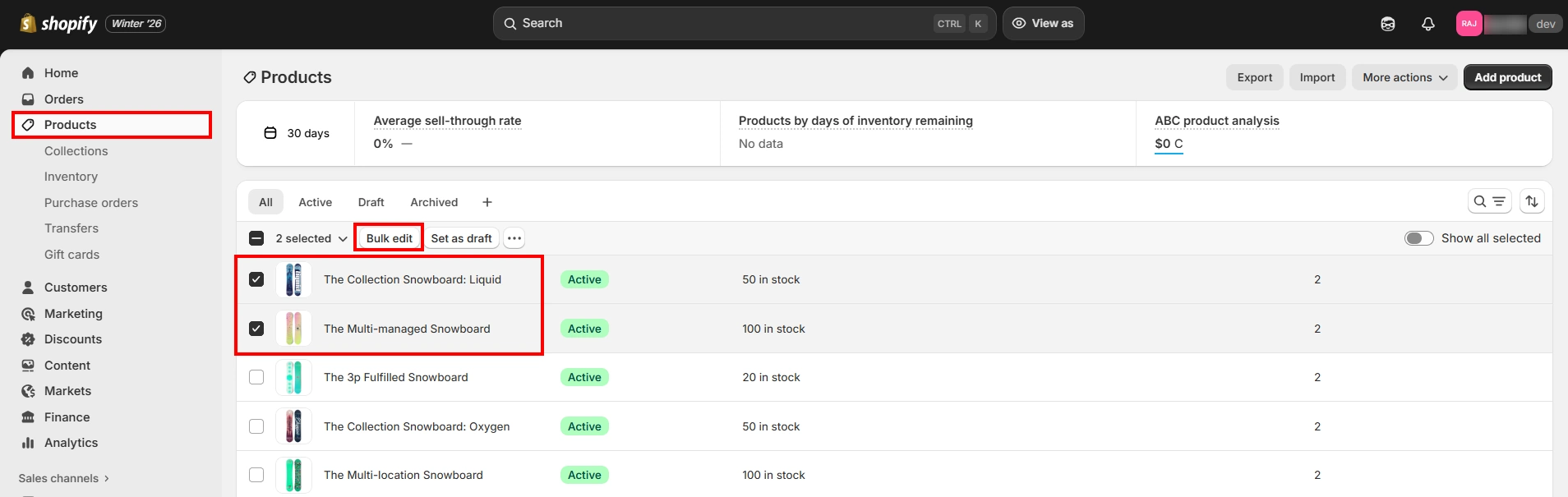 Hide Multiple Shopify Products