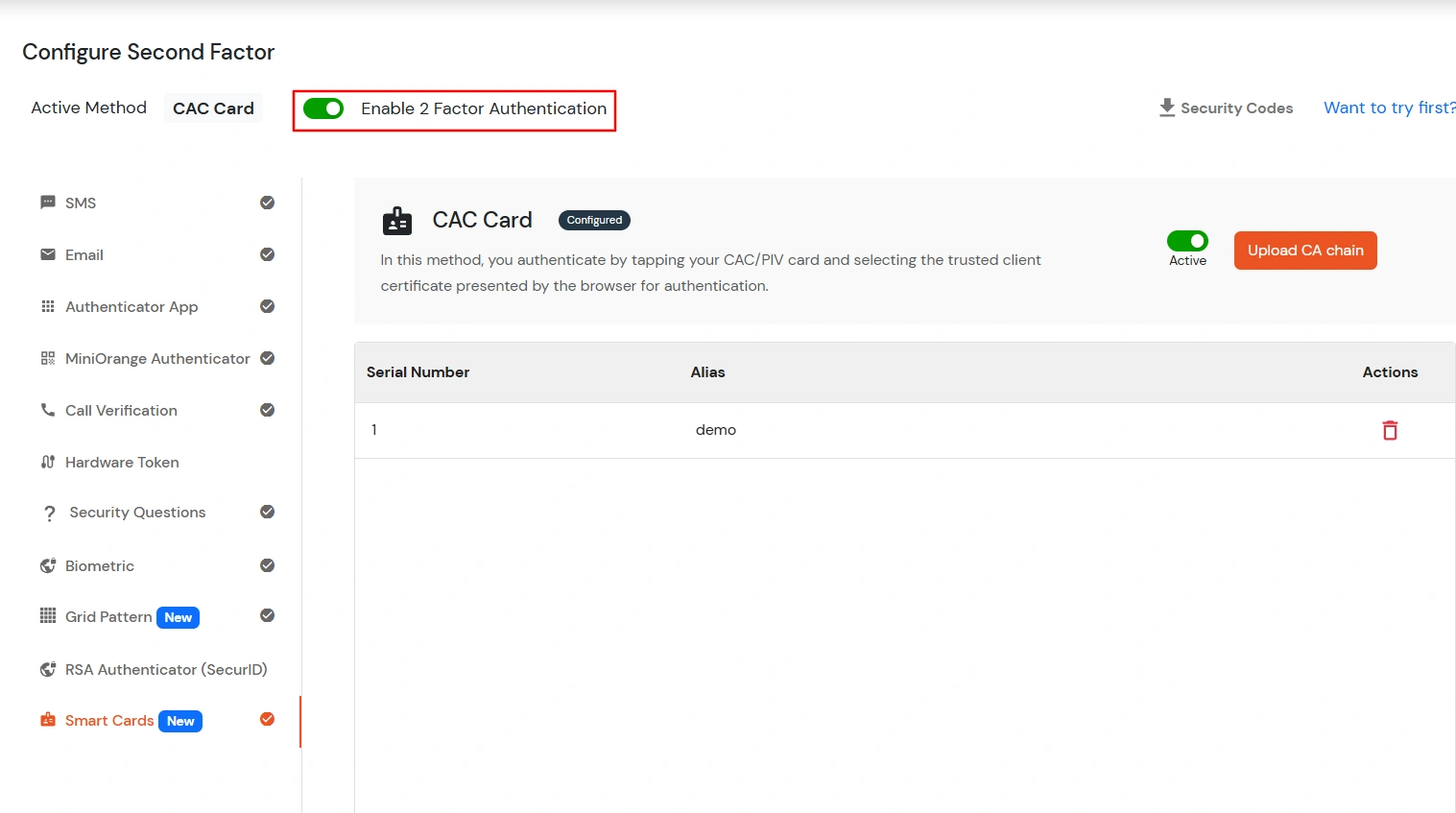 Enable 2 Factor Authentication