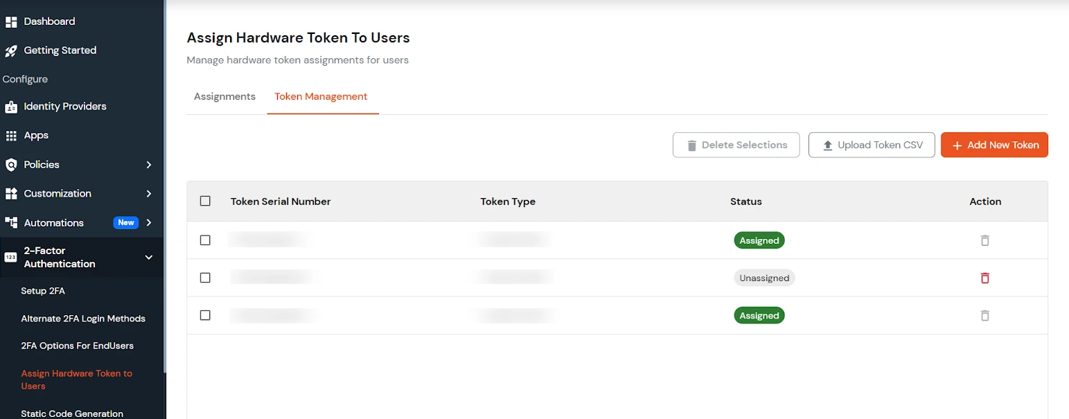 Click Token Management tab
