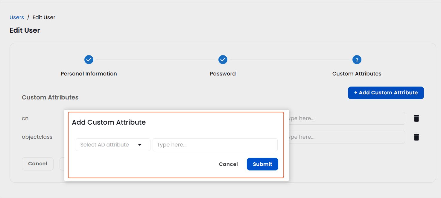 Add Custom Attribute | User Management | Modify User
