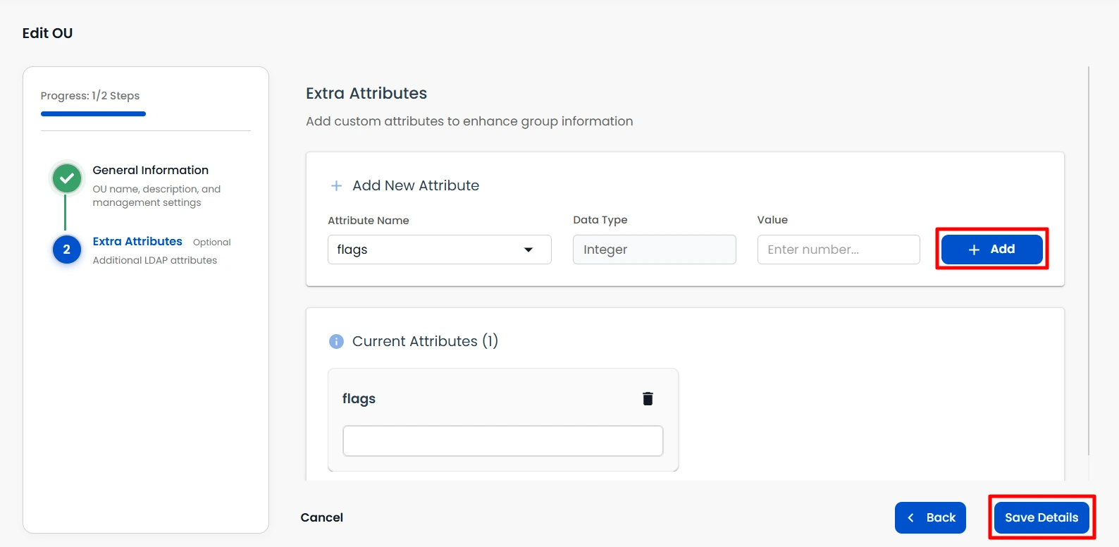 Add extra attributes | OU Management