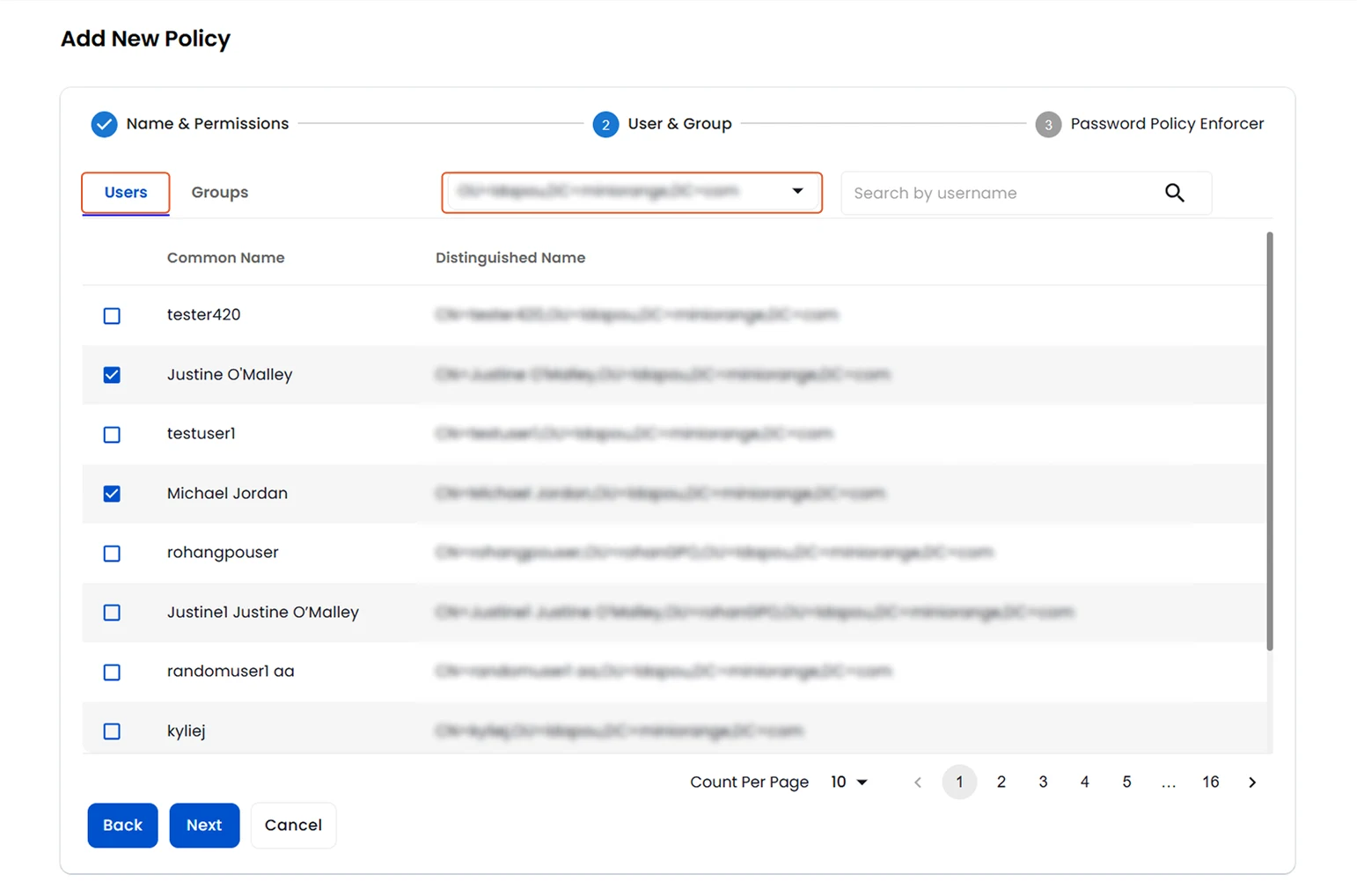 apply password policy to selected users | Password Management | Self Service Manager