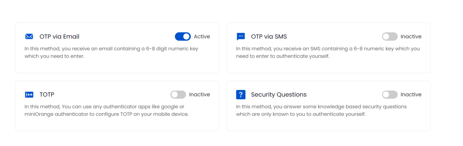 Configure MFA Methhods