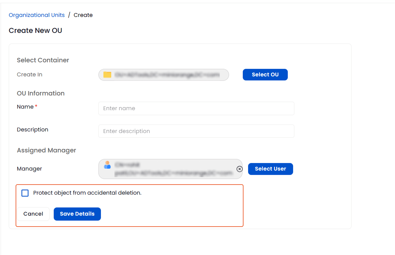 Create OU and Protect it from accidental deletion | OU Management