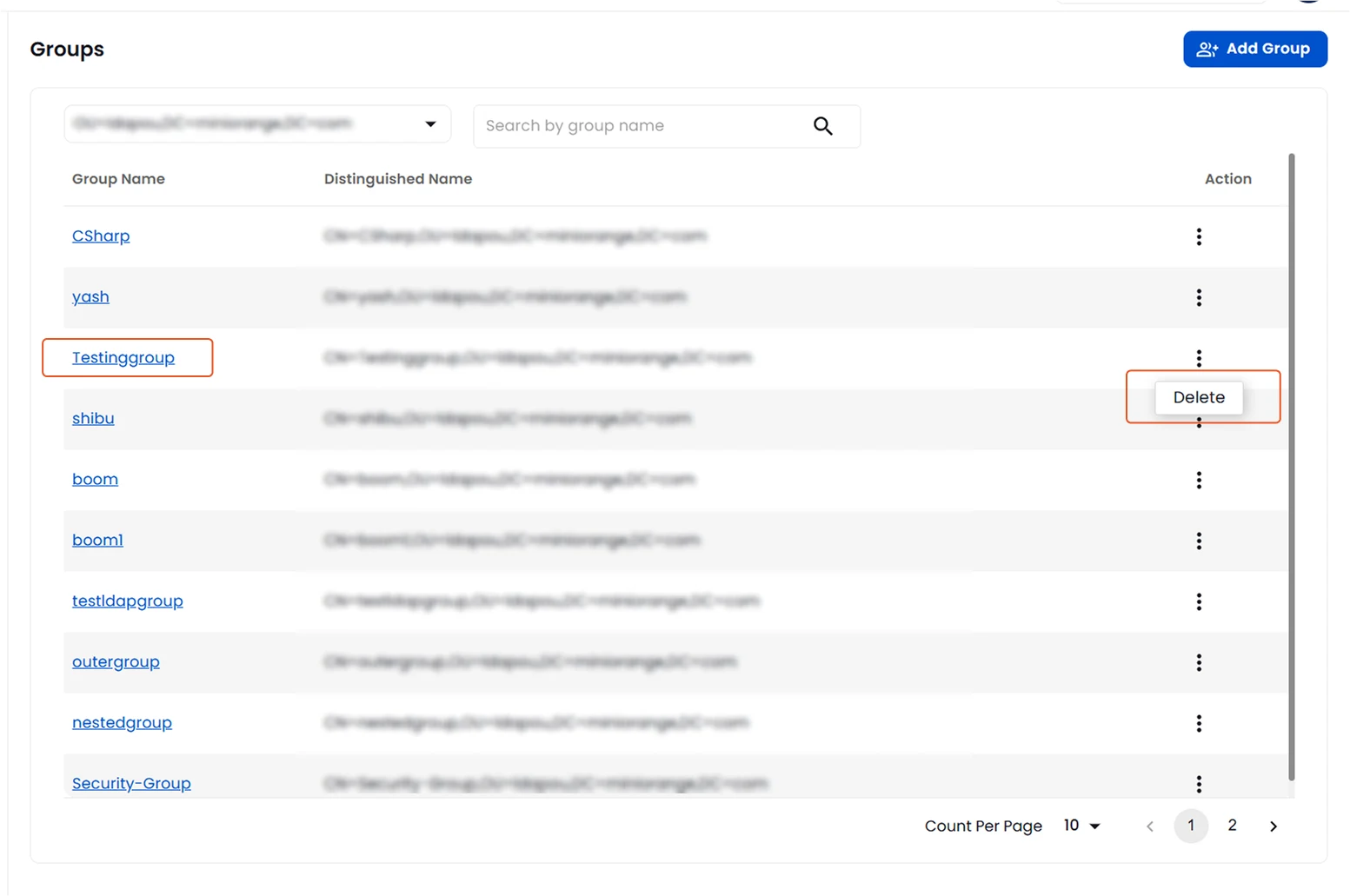 Delete Group | Groups Management
