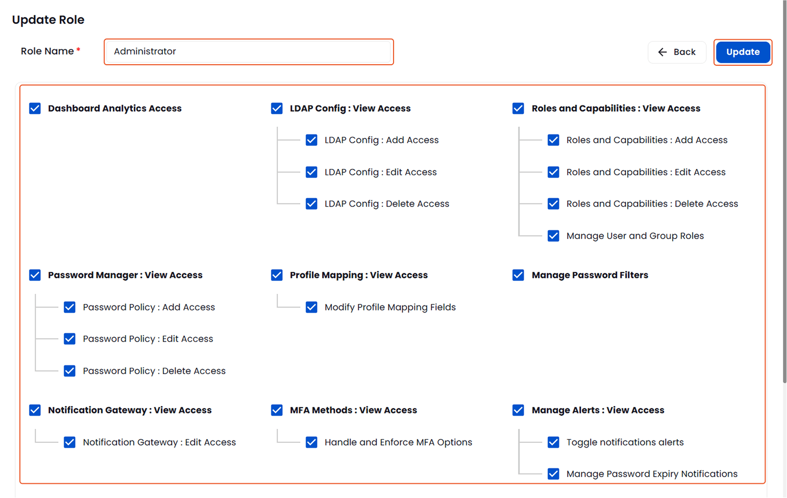 Update role name and capabilities | Role Management | Update Roles