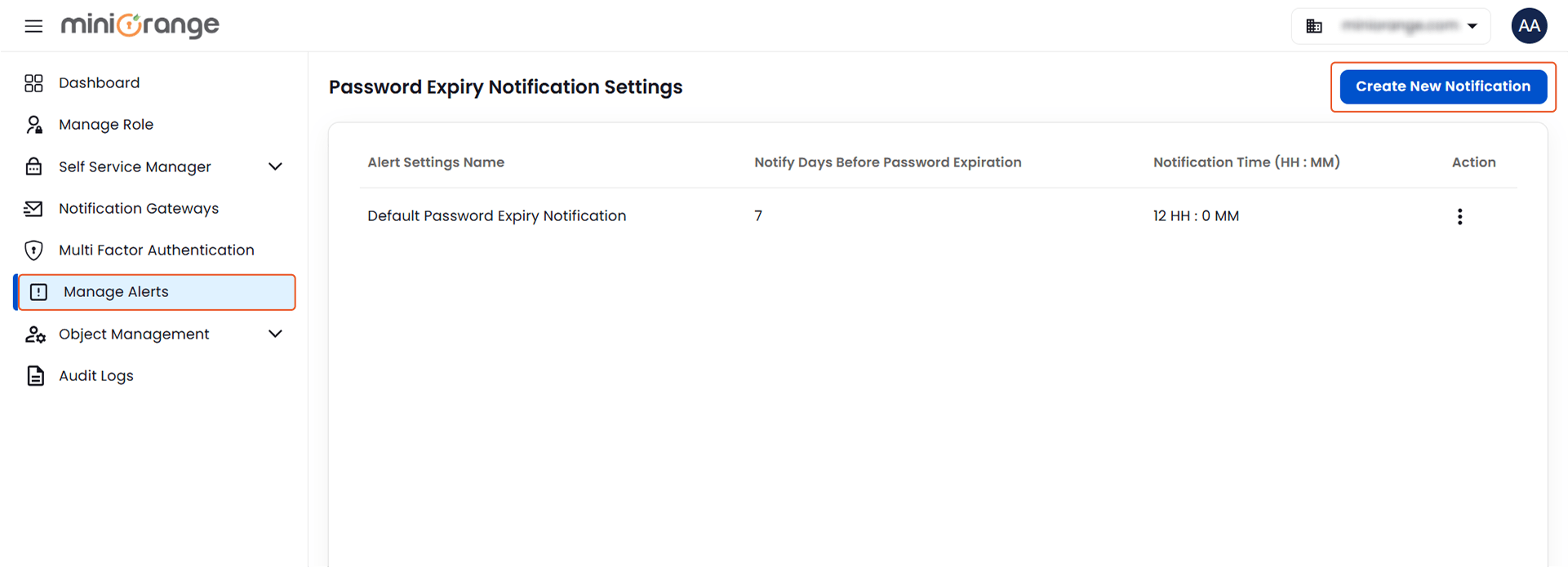 Create New Password Expiry Notifications | Manage Alerts