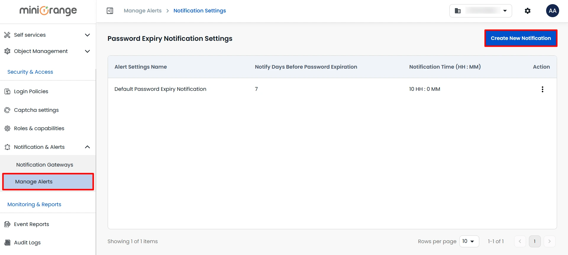 Create New Password Expiry Notifications | Manage Alerts