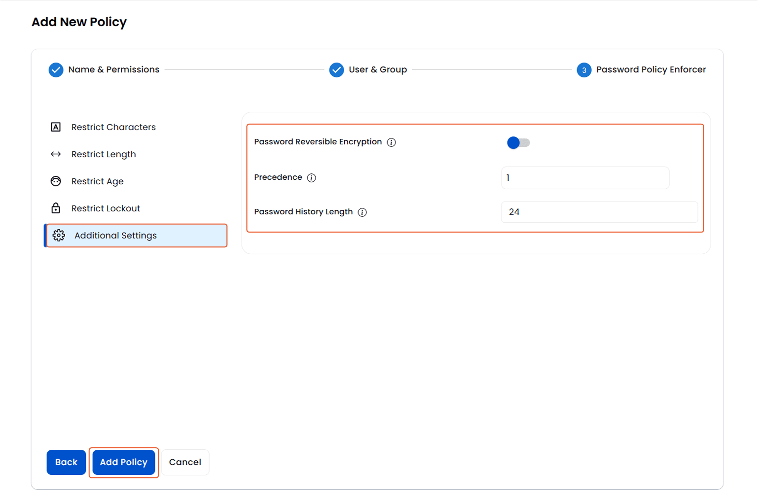 Password Policy Enforcer - Additional Settings | Password Management | Self Service Manager