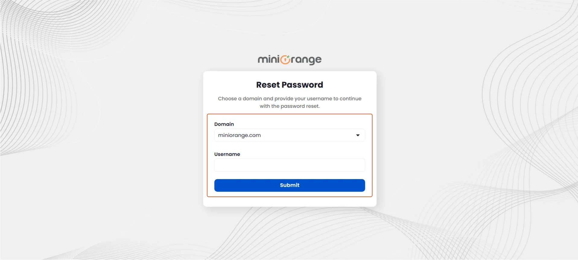 Enter Username to Reset the Password