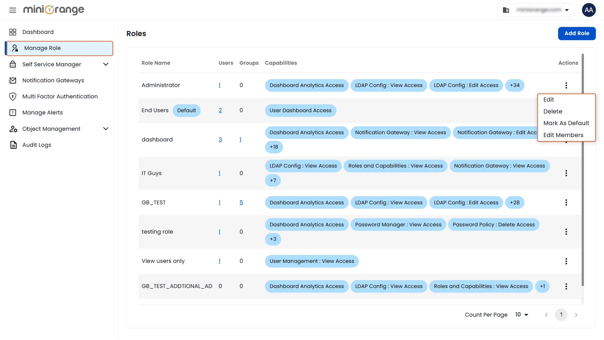 Role and capabilities management | Role Management