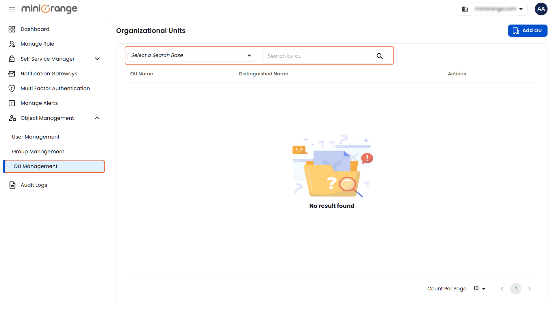 Search for organizational unit | OU Management