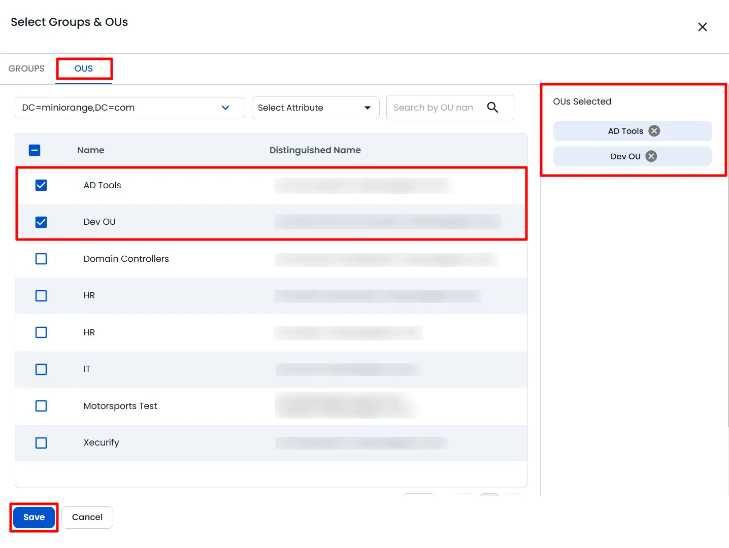 Select OUs and View Selected OUs | Role Management | Update Roles