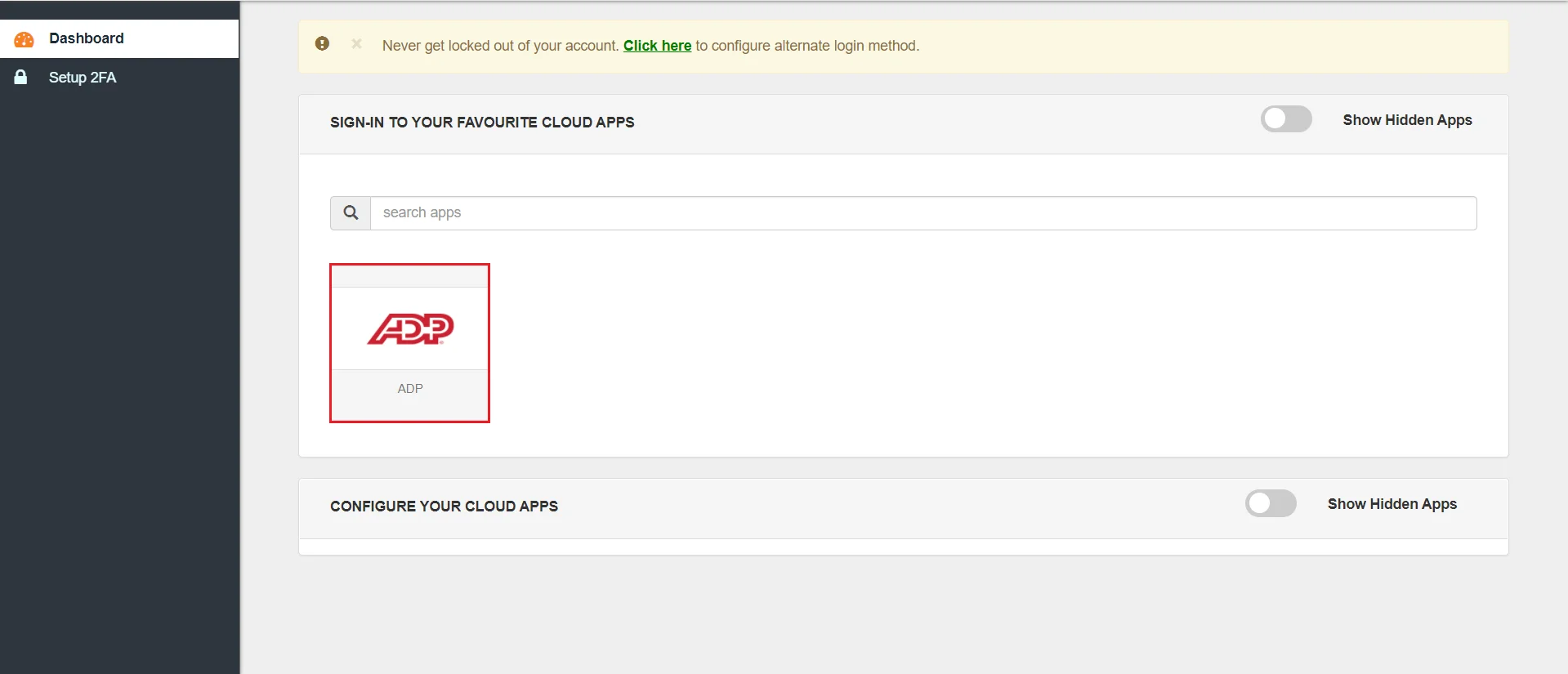 ADP Single Sign-On (SSO) manage apps