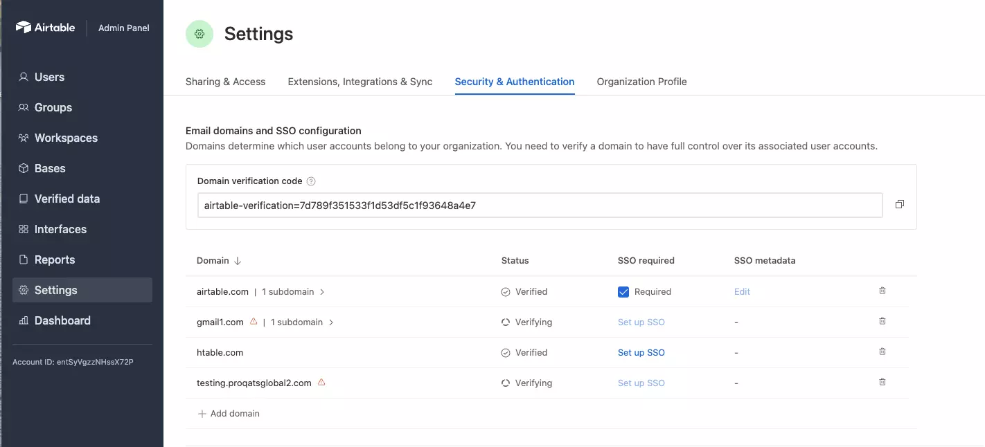 Airtable Single Sign-On (SSO)