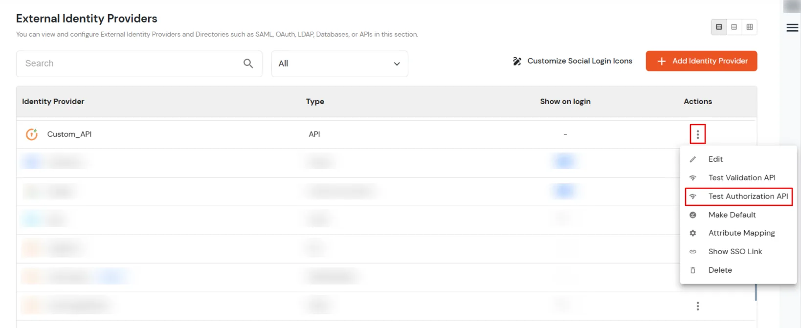 Test authorization api