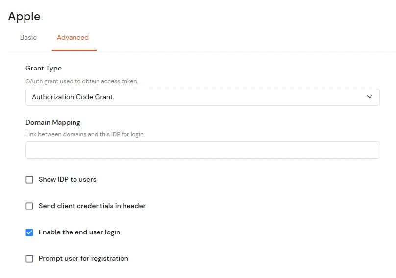 BigCommerce Social Login Single Sign-On: Advanced tab End User Login