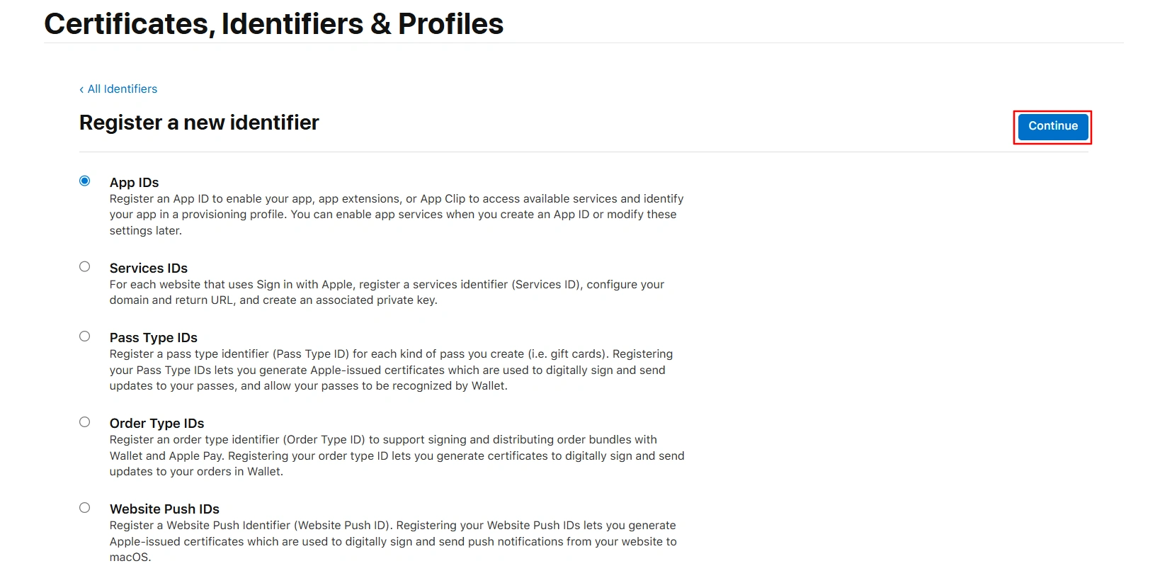 BigCommerce Social Login Single Sign-On: Continue on Certificates Identifiers Profiles