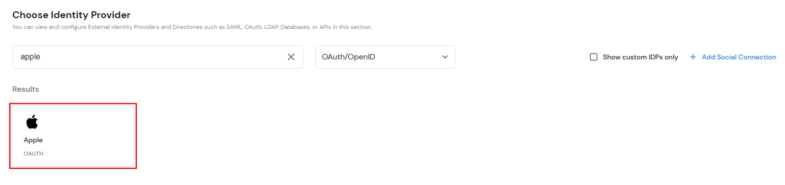 BigCommerce Social Login Single Sign-On: Select Apple IdP