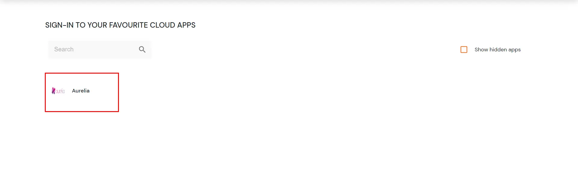 Aurelia Single Sign-On (SSO) manage apps