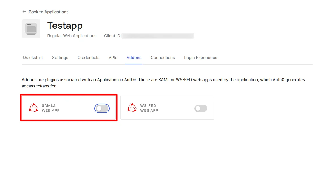 Auth0 Single Sign-On Go to Addons and enable SAML2