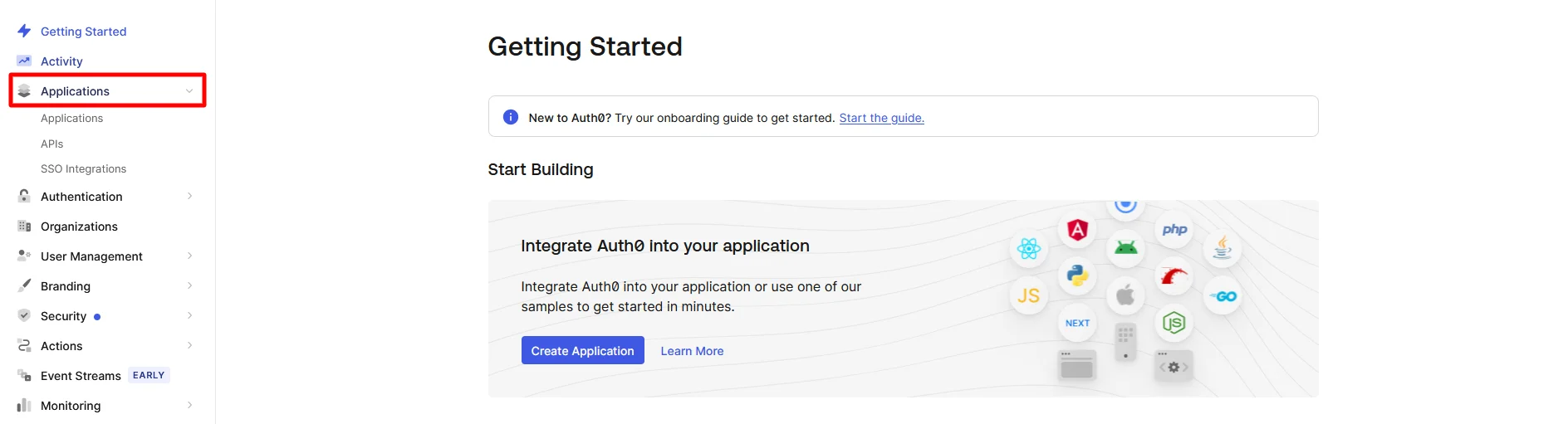 Auth0 single sign on dashboard