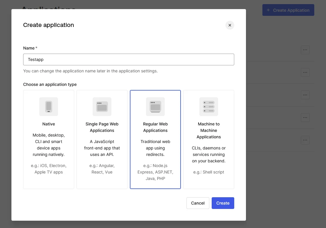 Submit app name in Auth0 dashboard