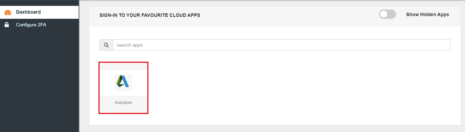 Autodesk Single Sign-On (SSO) manage apps