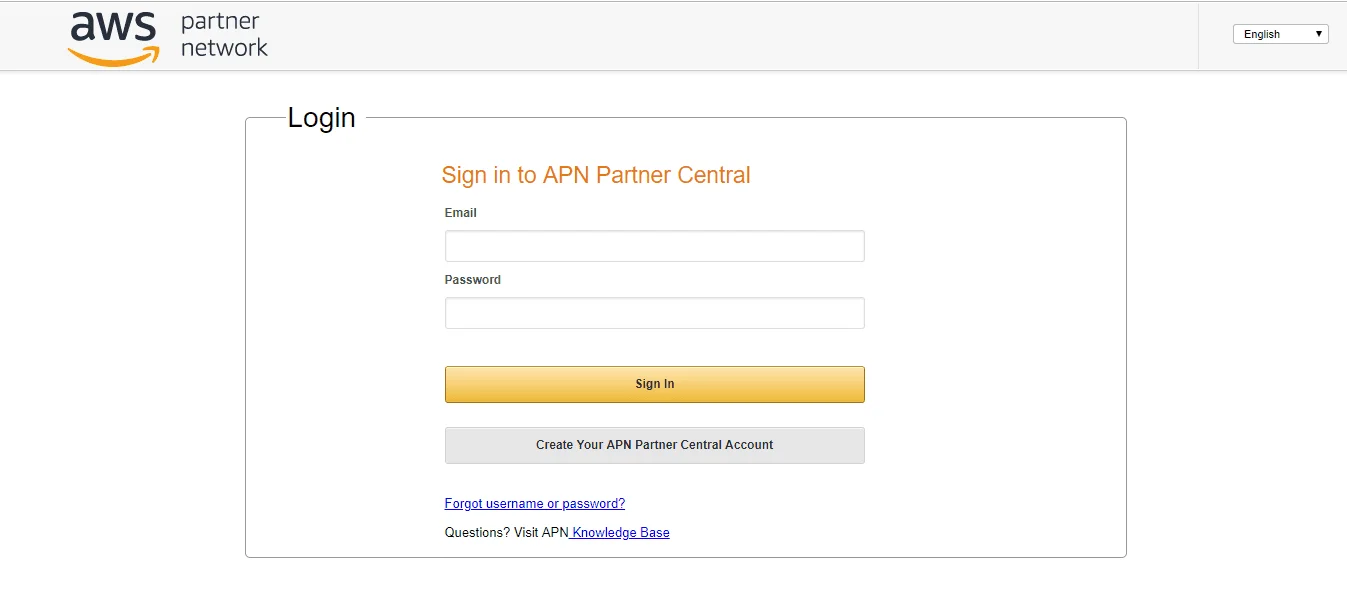 AWS APN Single Sign-On (sso) user login page
