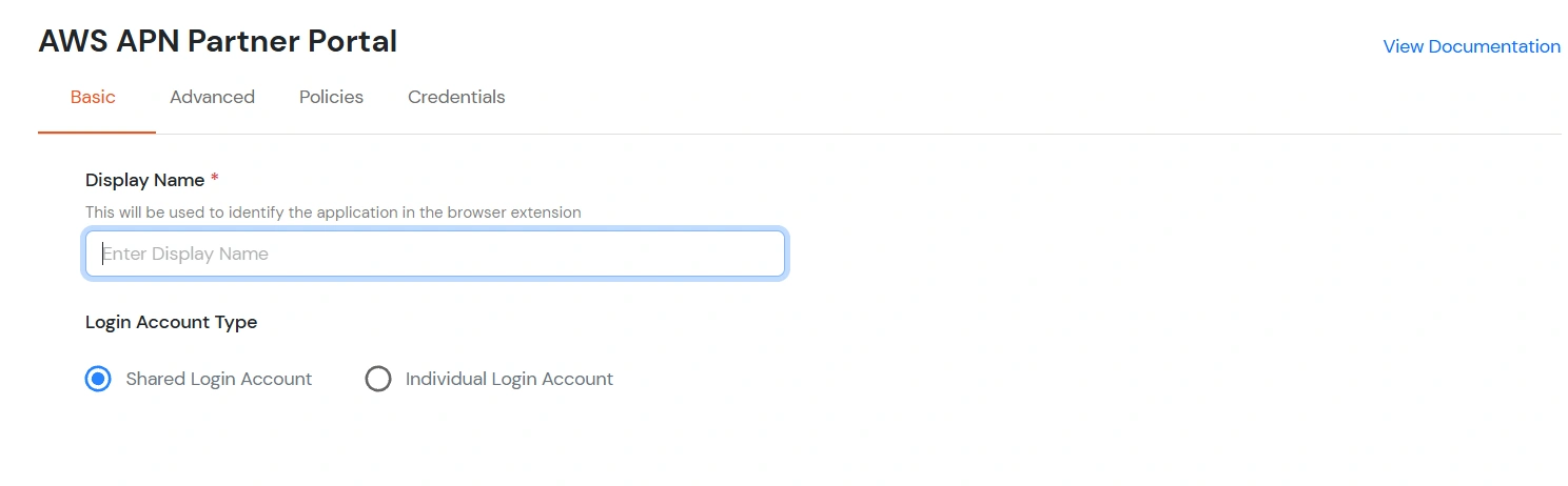 AWS APN Single Sign-On (SSO) application name
