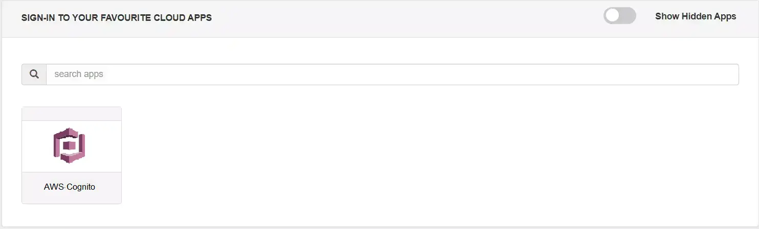 AWS Cognito Single Sign-On (SSO) manage apps