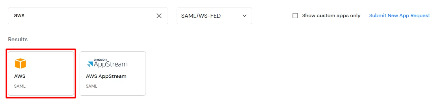 select AWS app