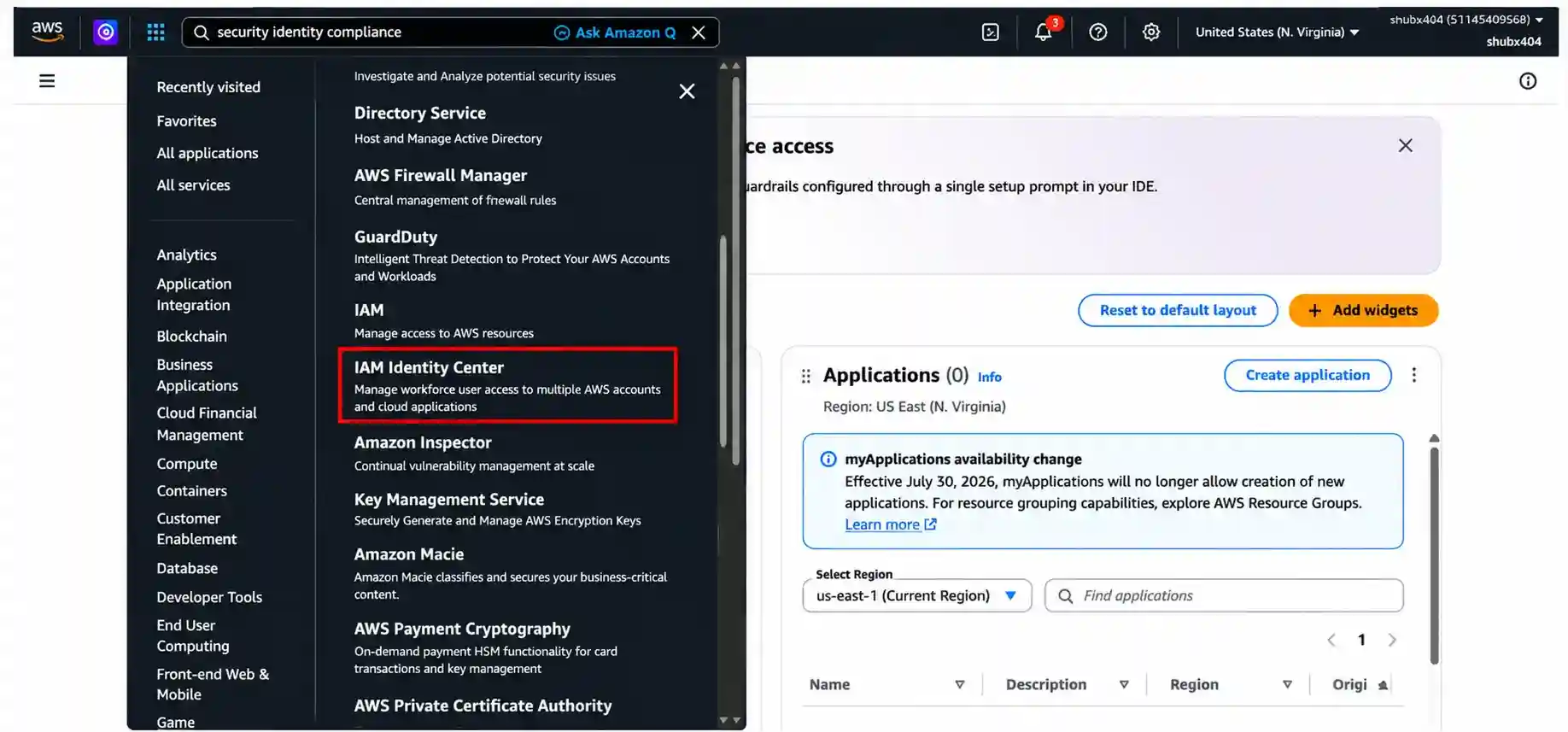 AWS services and security