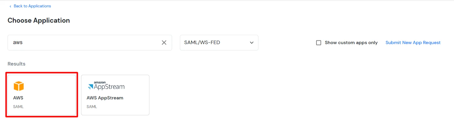 AWS Single Sign-On (SSO) manage apps