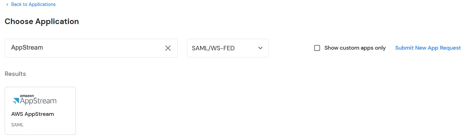 AWS AppStream Single Sign-On (SSO) manage apps