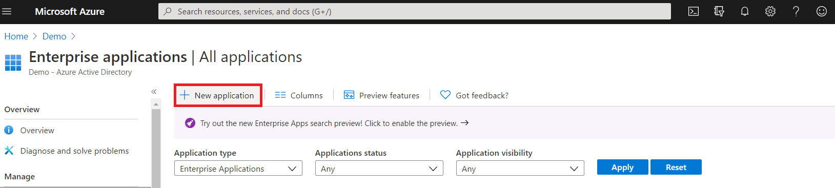 Azure AD new application