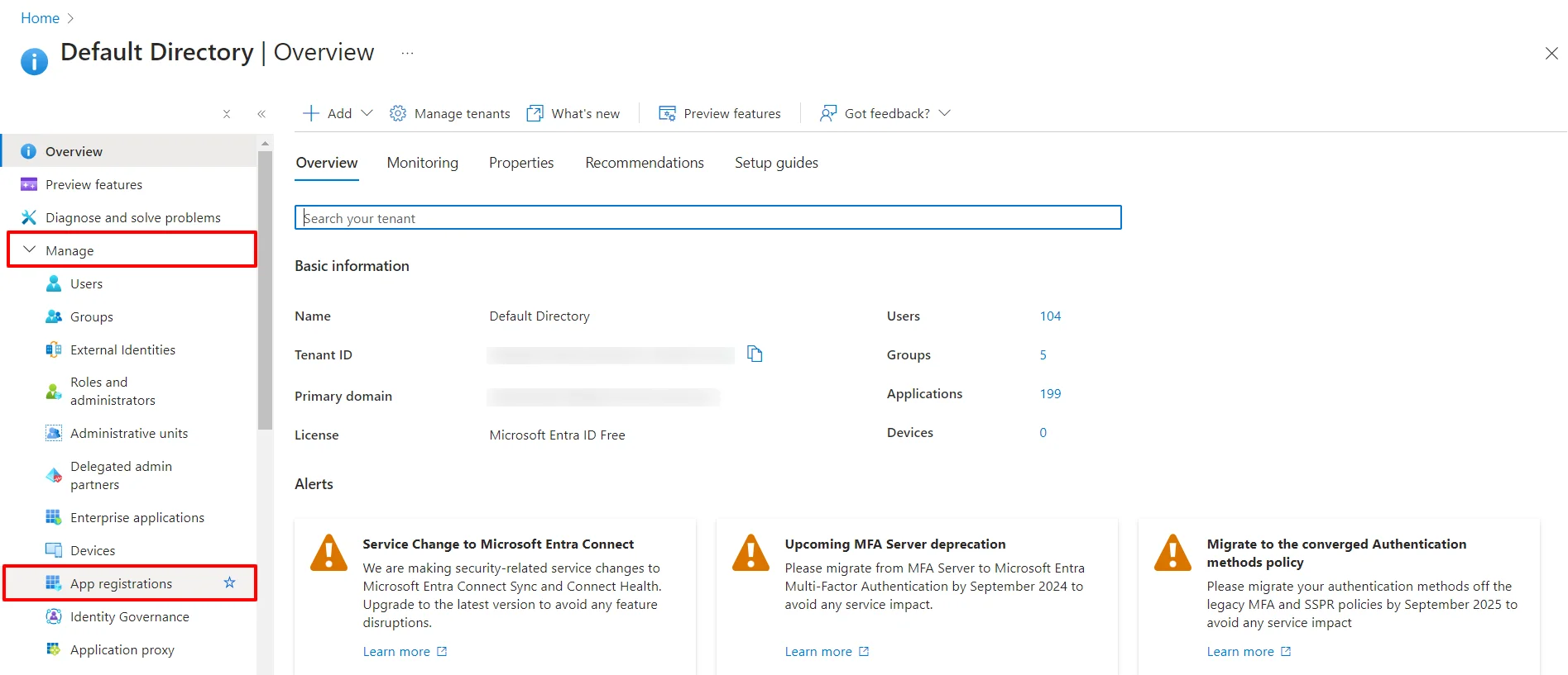 Microsoft Entra ID (Formerly Azure AD) OAuth IDP : Go to Manage > App registrations