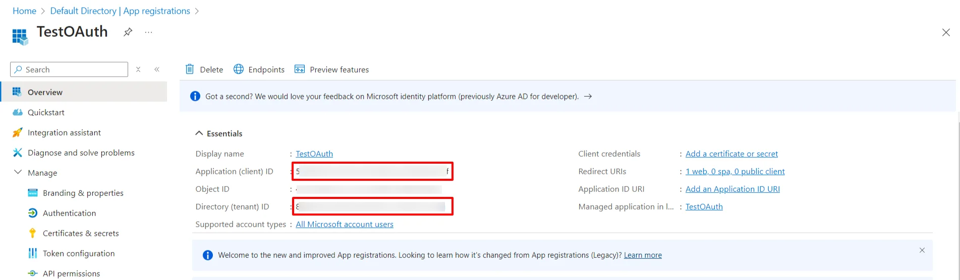 Microsoft Entra ID (Formerly Azure AD) SSO : Copy Application ID and Directory ID