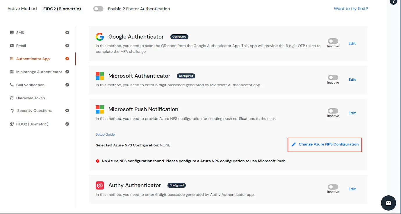 Change NPS Configuration