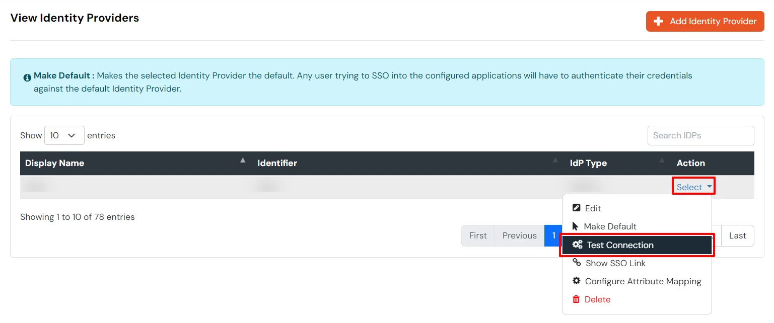 Symantec VIP access manager-IDP-TestConnection