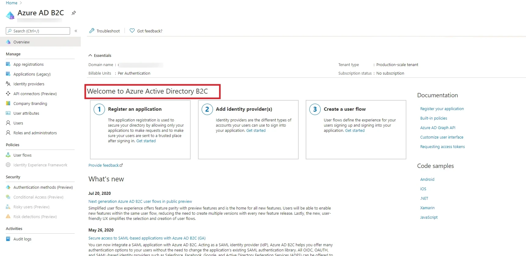 Azure B2C SAML: Active Directory B2C Instructions