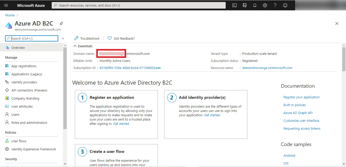Azure B2C SSO Login: Add Domain Name