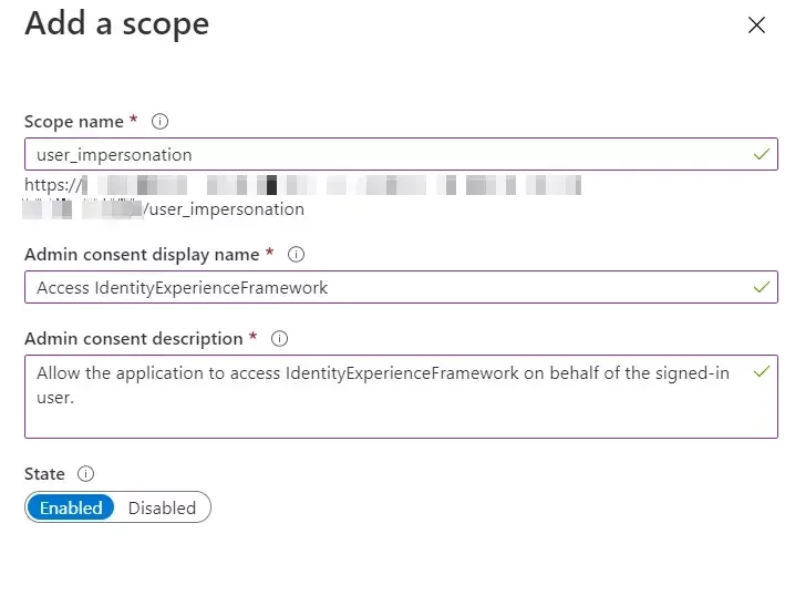 Azure B2C SSO : Add Scope