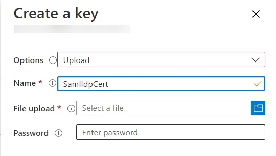 Azure B2C SSO : Create a Key