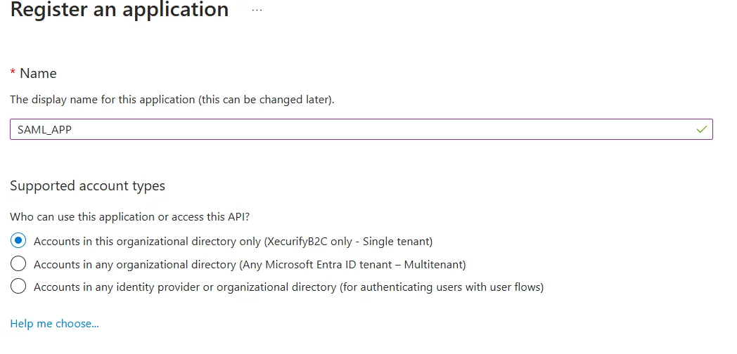 Azure B2C as IDP: Enter details