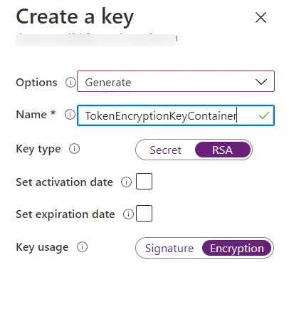 Azure B2C SSO : select Encryption