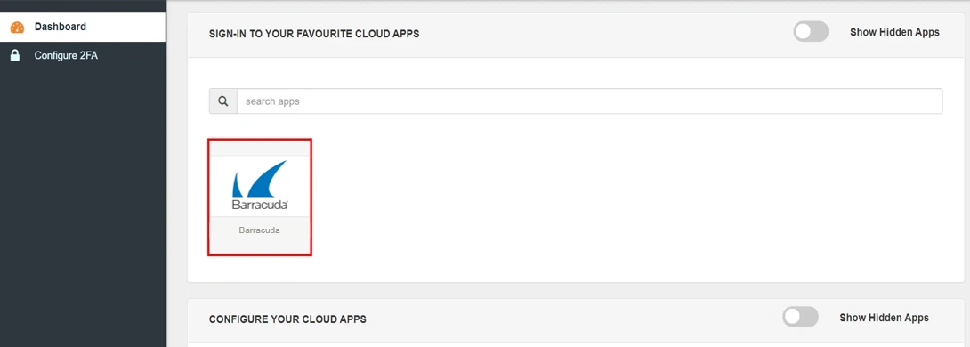 Barracuda WAF Single Sign-On (SSO) manage apps