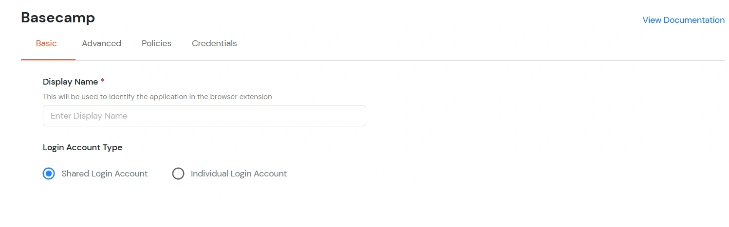 Basecamp Single Sign-On (SSO) application name