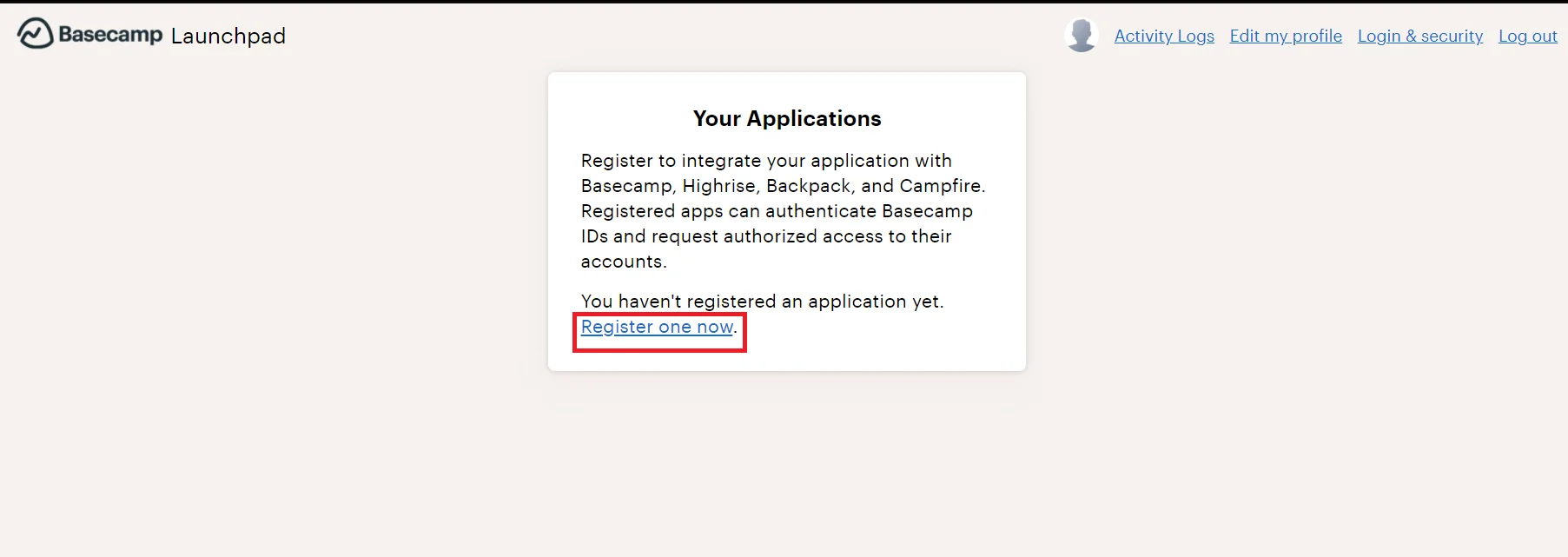 Basecamp as IDP: Create new app