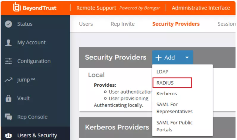 Two-factor authentication (2FA) for BeyondTrust : configure server